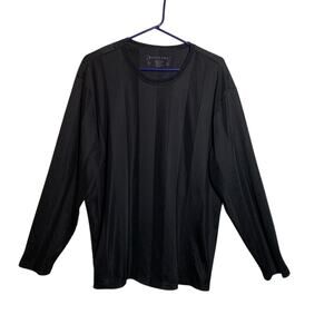 Positano XL Men's Dress Top Black Long Sleeve Textured Tee Pullover Classic